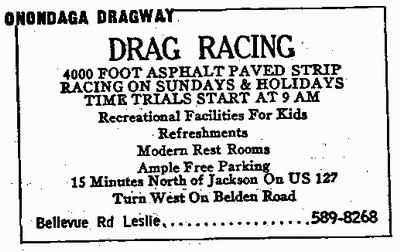 Onondaga Dragway - Ad From Pat Smith